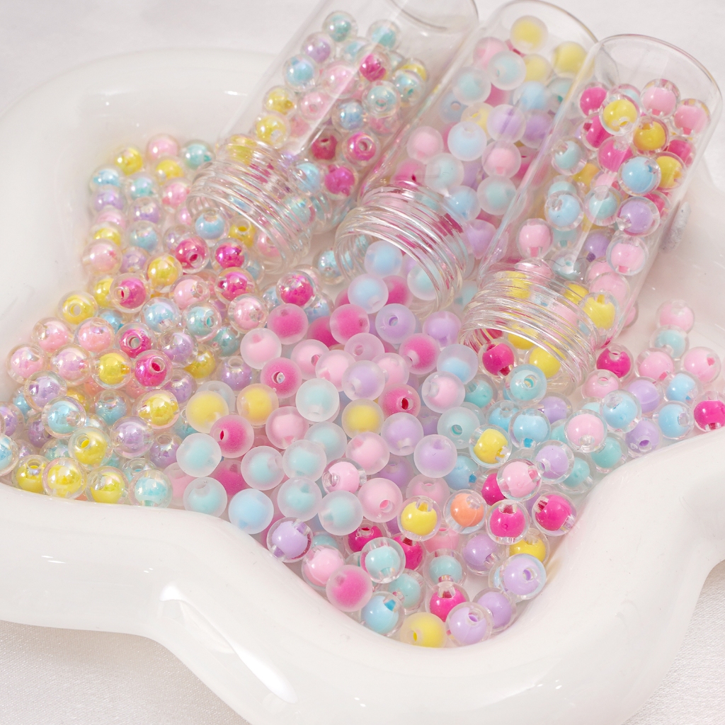 8-16มิลลิเมตรสีชุบแซนวิชรอบลูกปัดโปร่งใสที่มีสีสันรอบลูกปัด ทําเอง อุปกรณ์ที่ทําด้วยมือ