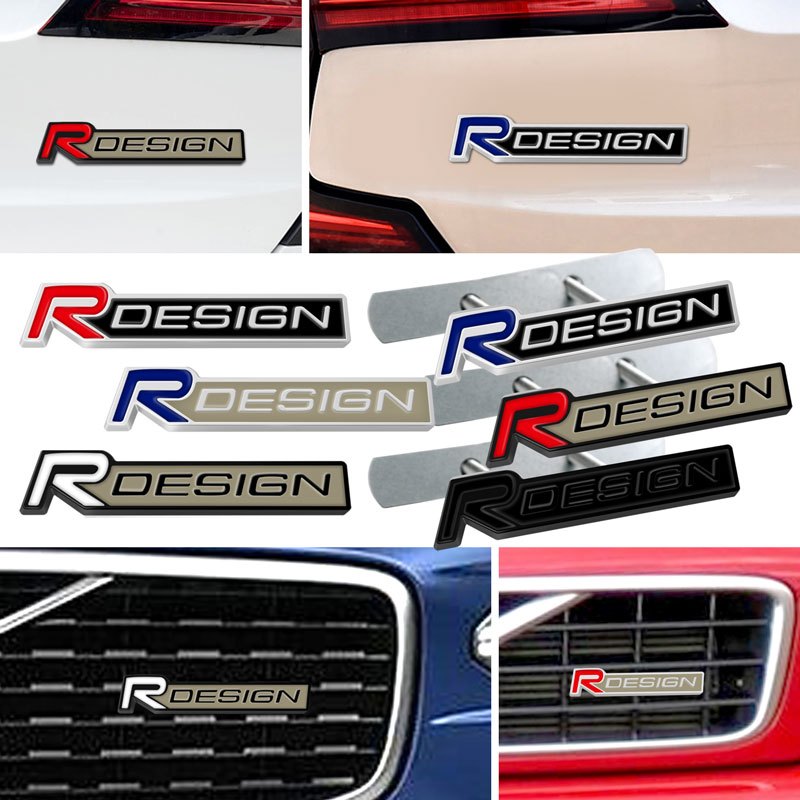3D โลหะรถสติกเกอร์ R ออกแบบโลโก้ Grille Emblem Side Fender Badge ด้านหลัง Decal สําหรับ Volvo V60 S40 S60 XC40 XC60 XC90 V90 V70 C70 อุปกรณ์เสริม
