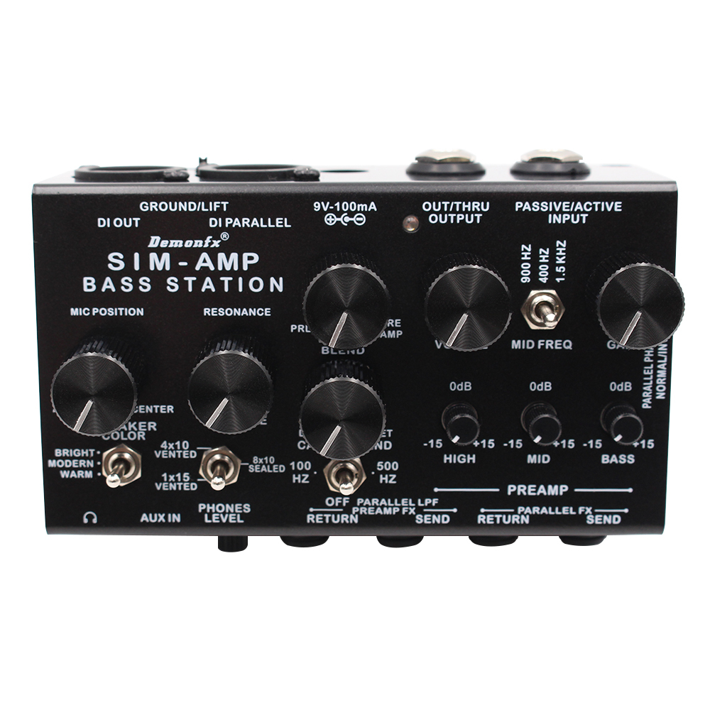 Demonfx ใหม่ SIM-Amp ตัวย่อ Bass Station Preamp Simulator, Power Amp SIM, สเตอริโอ Cab SIM & DI Out 