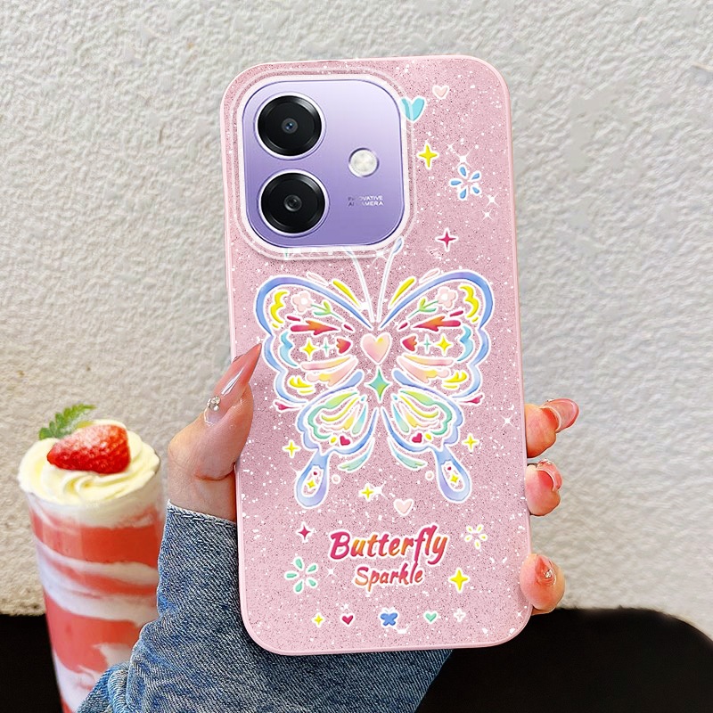 YBD INS ผีเสื้อสําหรับ OPPO A3X 5G 4G A18 A38 A58 4G A3 5G 4G วรรณกรรมและศิลปะดอกไม้ไฟที่มีสีสันบุคล