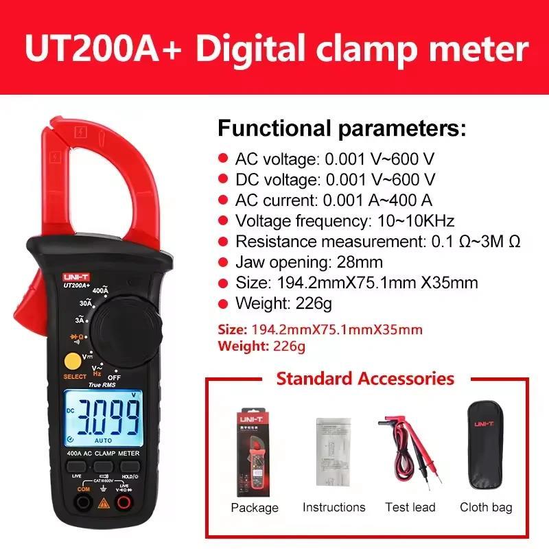 UNI-T Mini Digital Clamp Multimeter AC/DC3V ,600V UT200A + UT200B+ ความต้านทาน