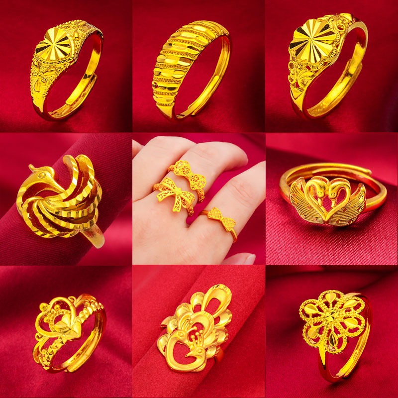 แฟชั่น Four Clover ดอกไม้แหวนทองปรับเวียดนาม Bow Love Heart แหวนพื้นผิวเรียบแหวนแฟชั่นผู้หญิงเครื่องประดับนิ้ว