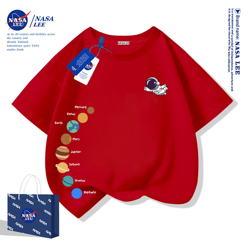 【48 ชั่วโมงจัดส่ง】 เสื้อยืดเด็ก NASA ผ้าฝ้ายนุ่ม ไซส์สบาย ลายระบบสุริยะ ระบายอากาศดี - รูปที่ 2