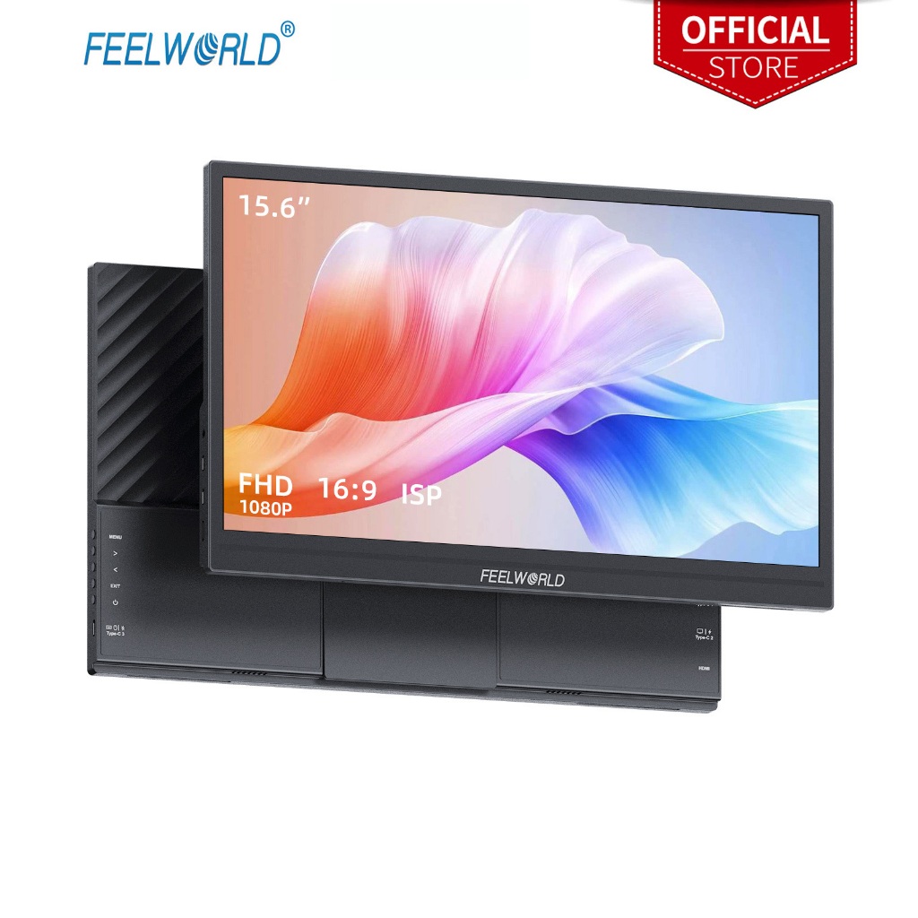 FEELWORLD DH156 15.6 นิ้ว 1920x1080P Plug and Play จอภาพภายนอกแบบพกพา FHD 1080P USB-C HDMI, 362Lx227