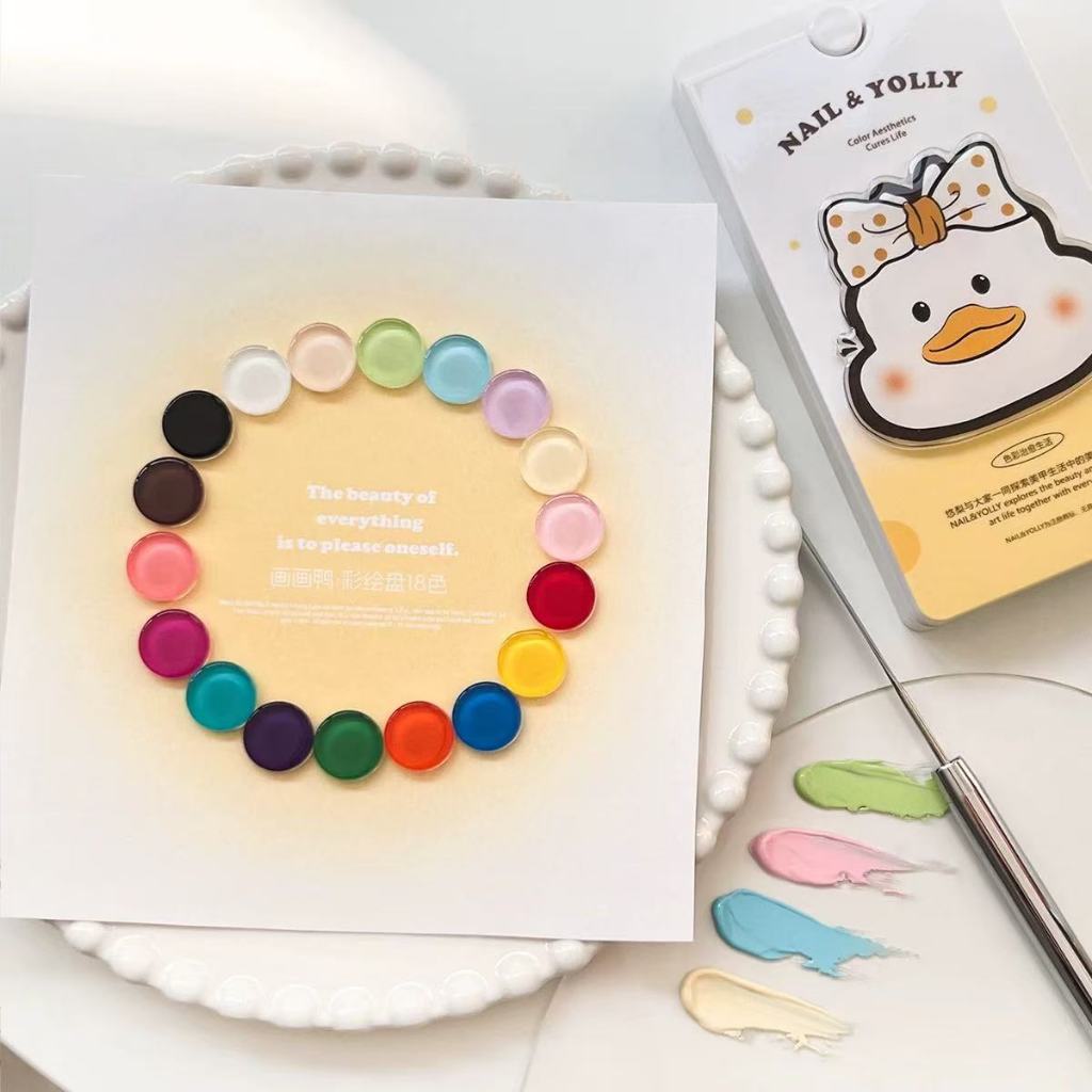 พร้อมส่ง Nail & Yolly 18 สี Yellow จานสีเหลือง เซท คุณภาพดีมาก เจลสำหรับใช้ในการวาดภาพโดยเฉพาะค่ะ - รูปที่ 3