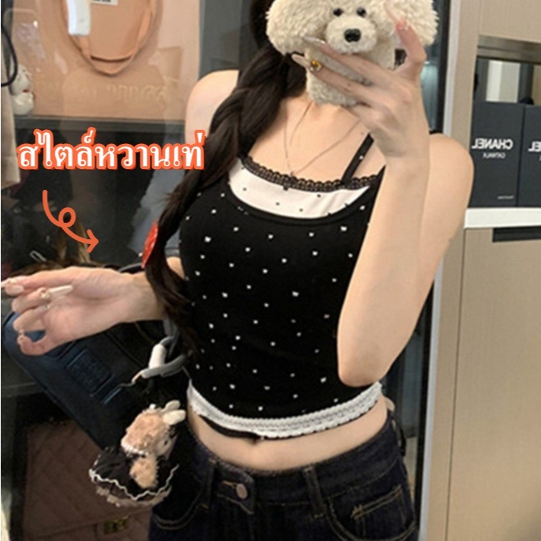 สายเดี่ยวลูกไม้เซ็กซี่หวาน มีฟองน้ำในตัว รูปที่ 2