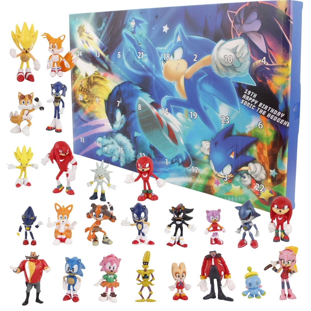 24 ชิ้น/เซ็ต 5-7 ซม. SEGA เกม Sonic Heroes Boxed Sonic The Hedgehog Dr. Eggman Dark Amy Rose Chaotix โลหะ Sonic PVC ตัวเลขการกระทําตุ๊กตาของเล่น