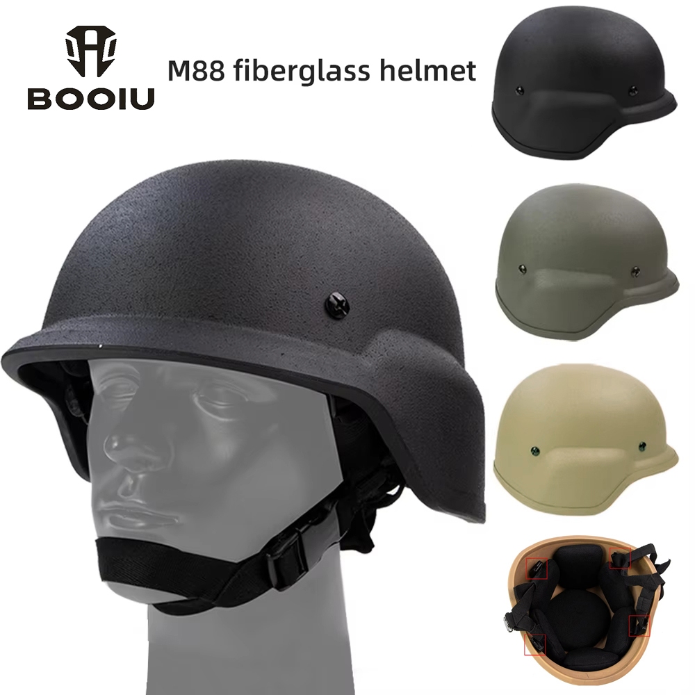 Booiu M88 หมวกกันน็อคยุทธวิธีเหล็ก FRP หมวกกันน็อคป้องกันการระเบิด 1.3 กก. ไฟเบอร์กลาสหมวกกันน็อคป้องกันสําหรับฝึกซ้อมกลางแจ้ง