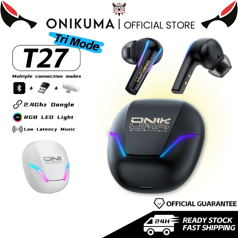 ONIKUMA T27 หูฟังบลูทูธสําหรับเล่นเกมไร้สาย 2.4G Dual Mode Smart Touch Game Earbuds