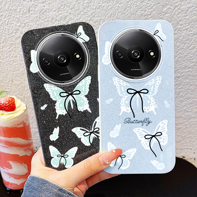 YBD INS ผีเสื้อสําหรับ Redmi A3 4G A3X 4G Xiaomi Poco C61 4G Hollow Bow Niche สาวหัวใจเคสโทรศัพท์เชล