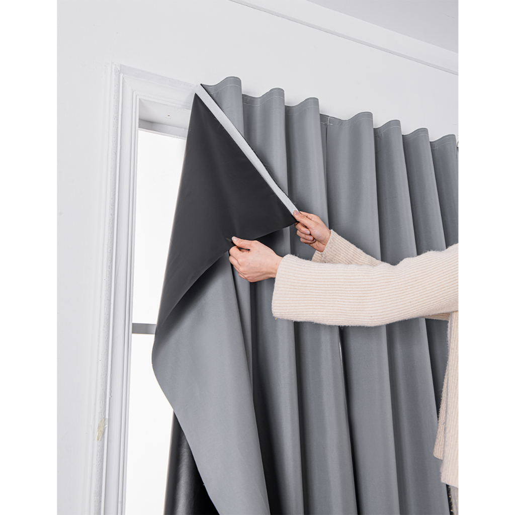 ผ้าม่านตีนตุ๊กแก ม่านกันยูวี 100% ม่านกันแสง สไตล์มินิมอล ม่านประตู ติดตั้งง่าย พร้อมส่ง - รูปที่ 4