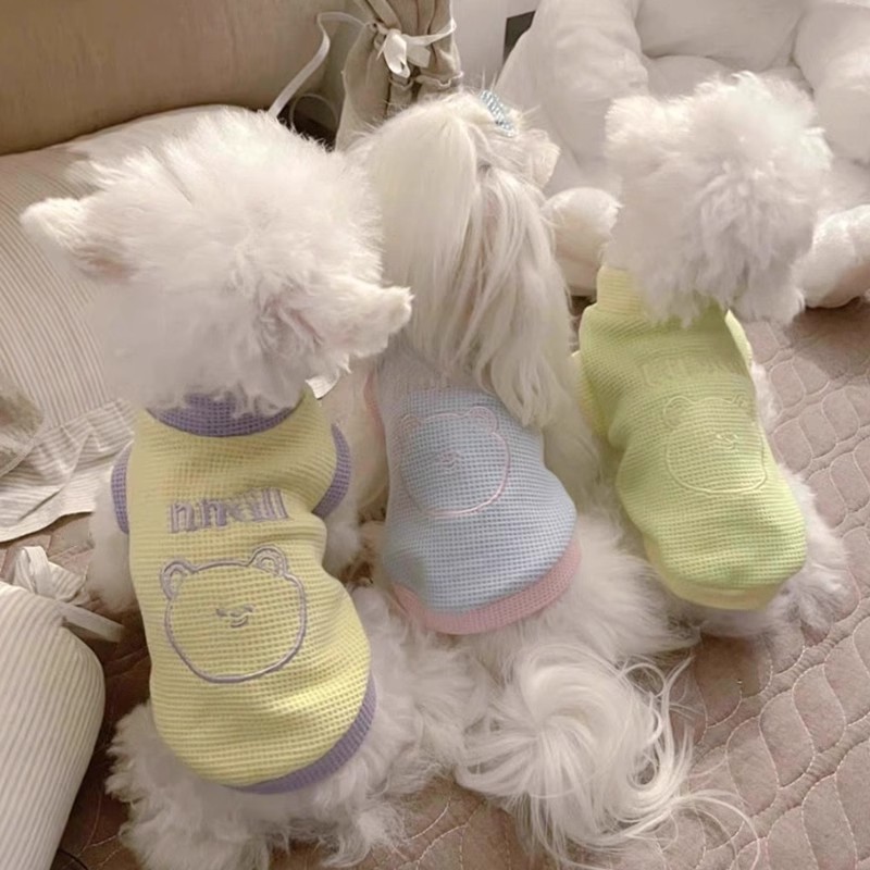 เสื้อผ้าสุนัขฤดูร้อนบางสไตล์ Pomeranian Teddy Bichon สุนัขขนาดเล็ก Poodle สัตว์เลี้ยง Anti-Lint ลูกแมวแมวเสื้อกั๊ก