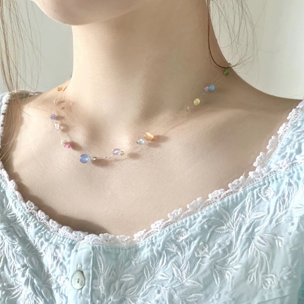 การออกแบบสายปลาเกาหลี Dopamine สร้อยคอลูกปัดสีสร้อยคอโซ่คอปกสําหรับสร้อยคอผู้หญิง