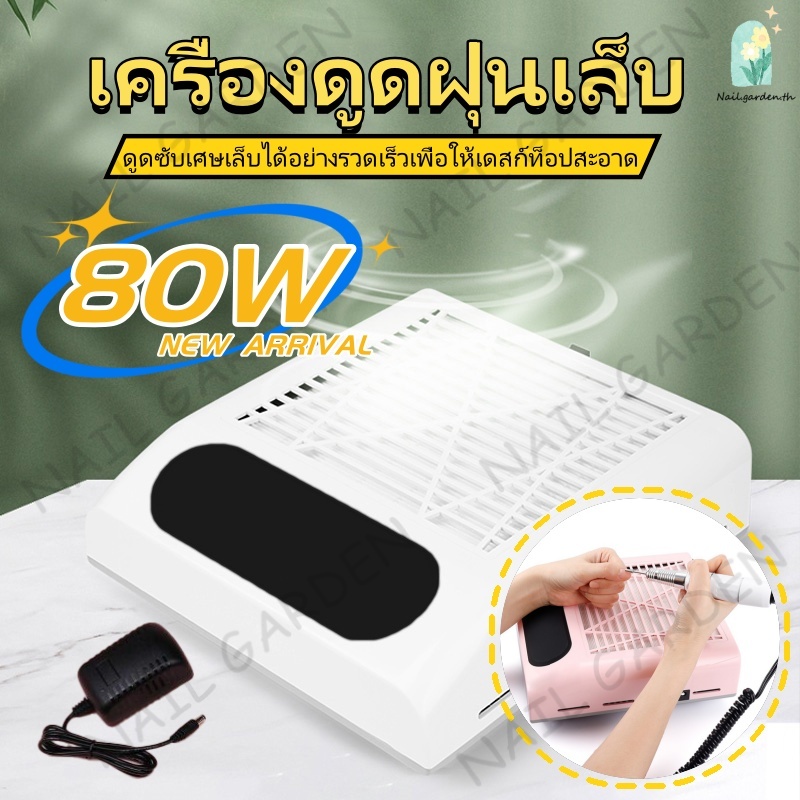 Nail.garden เครื่องดูดฝุ่นเล็บ 80W พร้อมตัวกรองเกียร์ พัดลมมืออาชีพ ทําความสะอาดง่าย