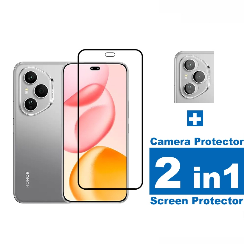 สําหรับ Honor 400 Pro Lite สมาร์ท 4G 5G ฟิล์มกระจกนิรภัยสําหรับ Honor X7d 4G 5G 400 300 200 100 90 GT Pro Ultra Smart Lite Full Coverage Screen Protector + เลนส์ป้องกัน