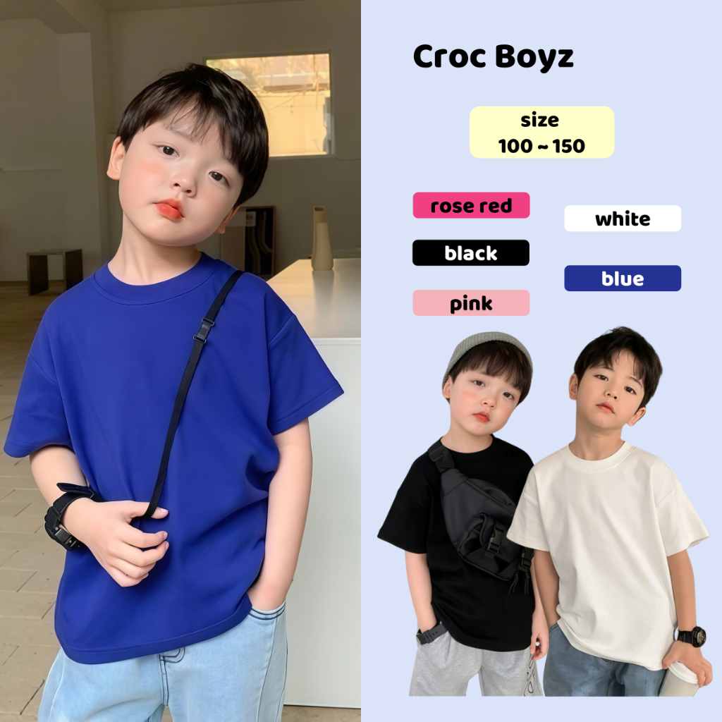 Croc Boyz พร้อมส่ง เสื้อแขนสั้นเด็ก งานดี ใส่สบาย ใส่ได้ทั้งเด็กชายหญิง สีสดใส ฤดูร้อน 3-12ปี