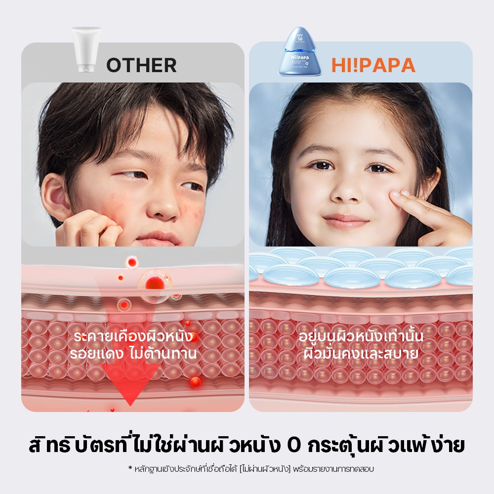 Hi!papa ครีมกันแดด SPF50+ PA++++ ปกป้องผิวบอบบาง แบบ Physical 100% ปลอดภัยสำหรับเด็กและหญิงตั้งครรภ์ - รูปที่ 6