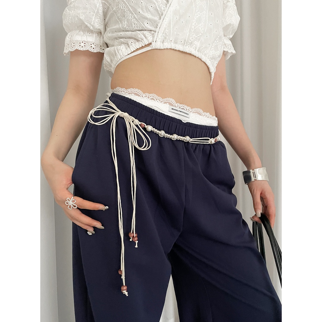 เข็มขัดลูกปัดดอกไม้สไตล์โบฮีเมียนผู้หญิง High-End All-Match กระโปรงกางเกงยีนส์เอวเข็มขัดฤดูร้อนอุปกรณ์เสริม