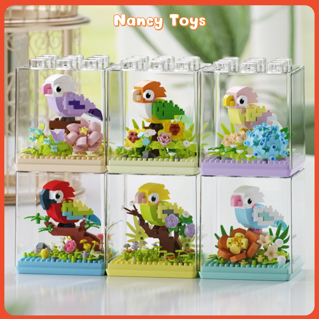 🐤สไตล์นกแก้วใหม่ ตัวต่อ DIY8.3cm194pcs ของเล่นเด็ก ของขวัญ ของตกแต่งโต๊ะไซส์มินิ <Nancy>