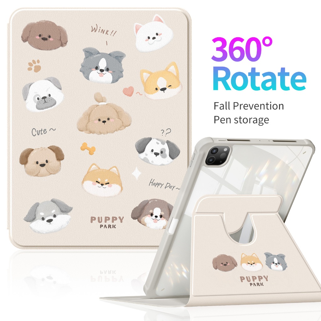 Cat and Dog Party iPad bracket เคสหนังป้องกัน iPad case สําหรับ iPad Pro 2024 13 iPad air 2024/2025(