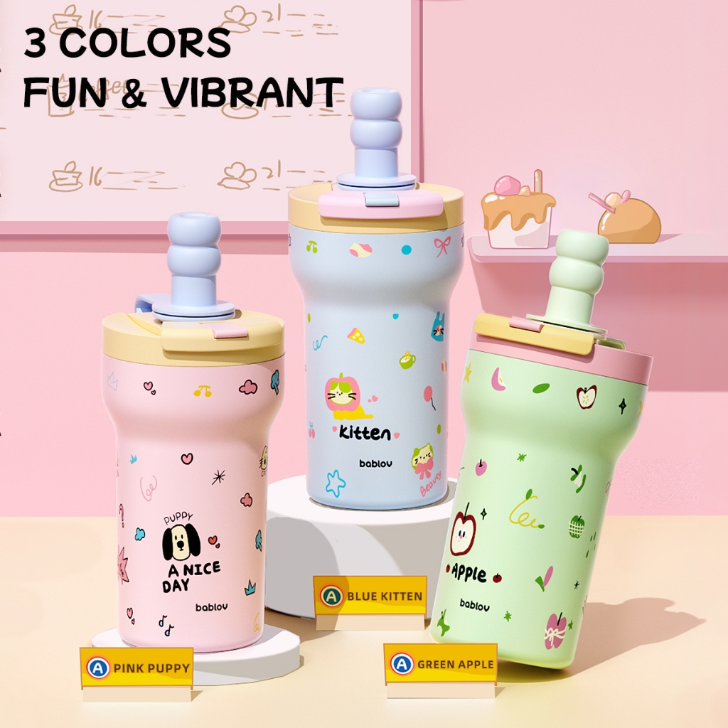 Bablov（650ml） แก้วกาแฟสแตนเลสซับเซรามิกพร้อมฝาปิดขวดสูญญากาศสามารถเก็บความร้อนและความเย็น