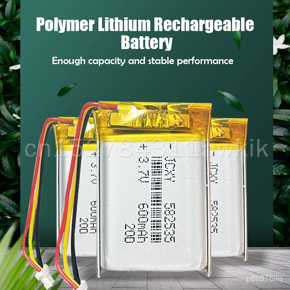 แบตเตอรี่ลิเธียมโพลิเมอร์แบบชาร์จไฟได้ 582535 602535 3.7V 600mAh สำหรับ MP3 GPS สมาร์ทโฟน หูฟังบลูทูธ เป็นต้น thumbnail 3