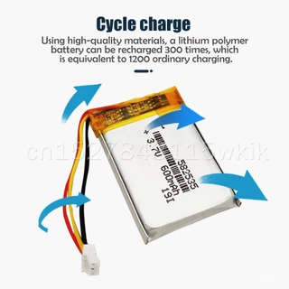 แบตเตอรี่ลิเธียมโพลิเมอร์แบบชาร์จไฟได้ 582535 602535 3.7V 600mAh สำหรับ MP3 GPS สมาร์ทโฟน หูฟังบลูทูธ เป็นต้น