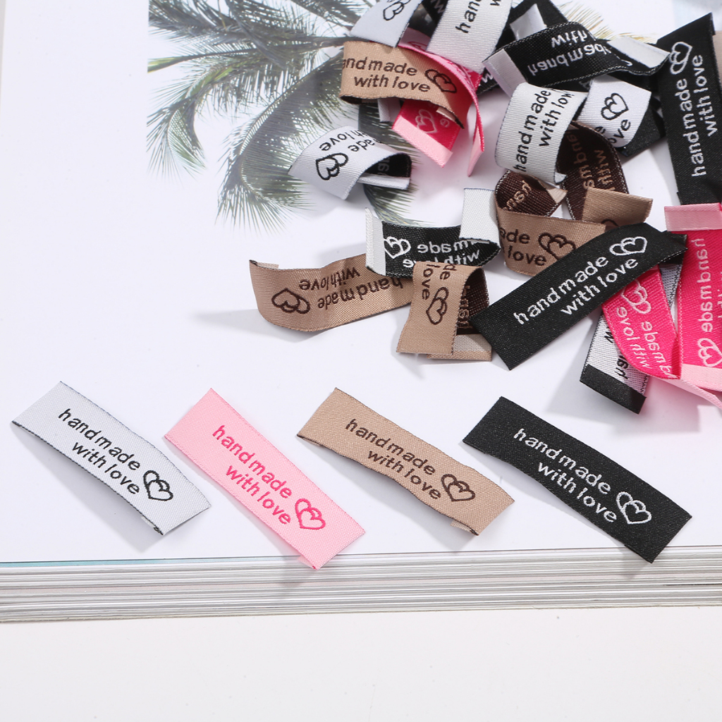 20ชิ้น/ล็อต50×15มิลลิเมตรแท็กทอพิมพ์ฉลากเสื้อผ้าเสื้อผ้าซัพพลายป้ายทําเองแท็กหัตถกรรมอุปกรณ์เย็บผ้า