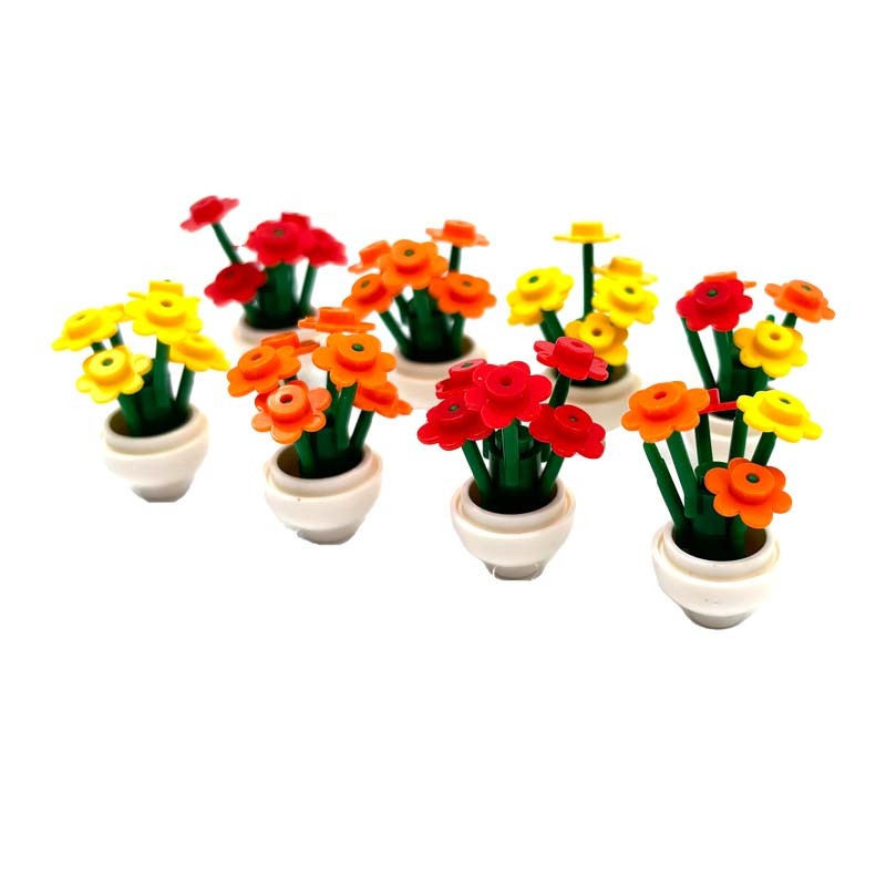 MOC City Plant Building Block แจกันดอกไม้กระถางดอกไม้เข้ากันได้กับ 15395 3742 อิฐของเล่น