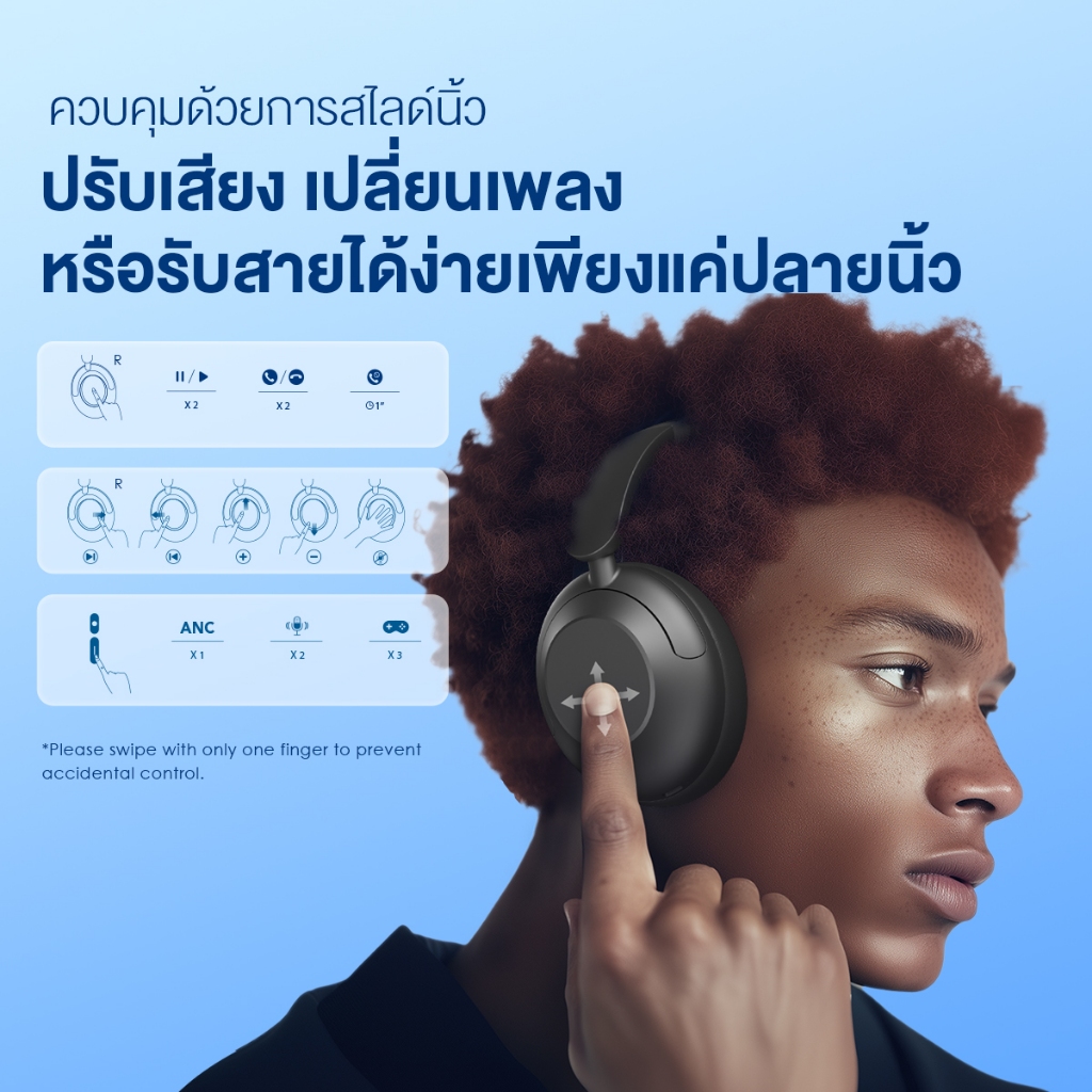 หูฟังไร้สายแบบครอบหู oraimo BoomPop Pro OHP-917 ตัดเสียงรบกวน Hybrid 40dB แบตอึด 65 ชม. คุยชัด ENC โหมดเกมเสียงไว ปรับ EQ ได้ผ่านแอป เชื่อมต่อ 2 อุปกรณ์ ควบคุมผ่านแอป oraimo sound - รูปที่ 2