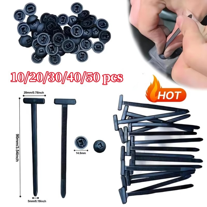 50 ชิ้น Self-locking ไนลอน Universal Cable Tie Buckle Heavy Duty Self-locking Zip Ties Holder พร้อม Pin และปุ่ม Multi-Purpose Cable Tie เครื่องมือสําหรับซ่อมรถยนต์