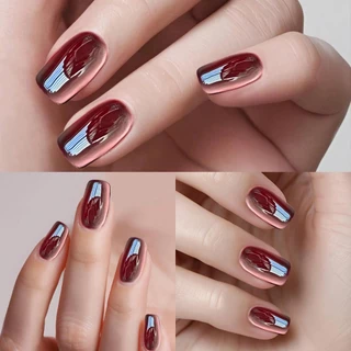 XEIJAYI 15มล สีเบอร์กันดีเข้มแคทอายส์ น้ำยาทาเล็บ ติดทนนาน เหมาะสำหรับใช้ในบ้านและร้านทำเล็บ