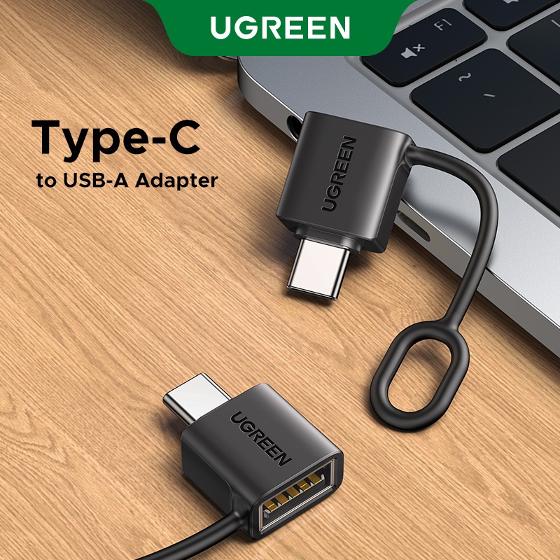 UGREEN USB3.1 USB-A ชายกับ USB-C หญิงอะแดปเตอร์แขวนแหวน 5Gbps อะแดปเตอร์ PVC รองรับ QC18W