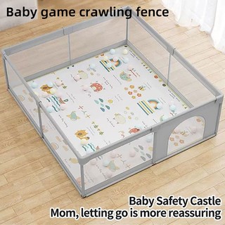 Baby Fence Indoor Floor Crawling Toddler Play Area with Climbing Mat for Living Room