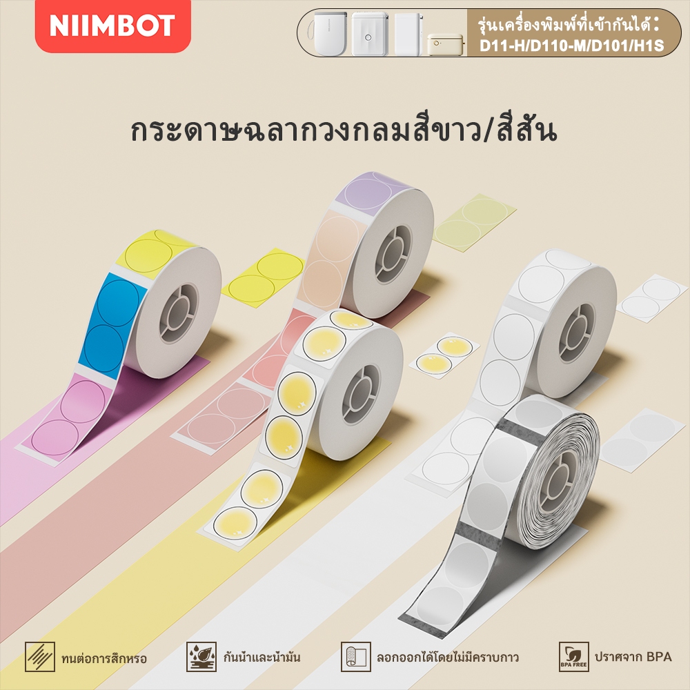 NIIMBOT D11/D101/D110  ป้ายกระดาษทรงกลมสําหรับ สติ๊กเกอร์ชั้นวางอาหารเบเกอรี่