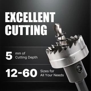 Versery 12-60 มม.HSS-4341 Hole Saw พร้อม Hex Shank เหล็กความเร็วสูงเจาะชุด Bit สําหรับโลหะบางสแตนเลสพลาสติก PVC