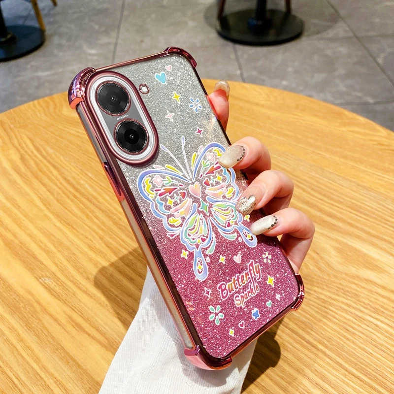 เคสโทรศัพท์สําหรับ Xiaomi Redmi A5 4G Poco C71 Candy สีผีเสื้อ Glitter Powder กันกระแทกฝาครอบป้องกัน