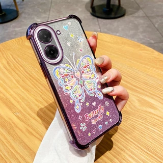 เคสโทรศัพท์สําหรับ Xiaomi Redmi A5 4G Poco C71 Candy สีผีเสื้อ Glitter Powder กันกระแทกฝาครอบป้องกัน