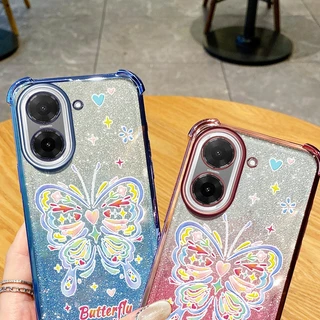 เคสโทรศัพท์สําหรับ Xiaomi Redmi A5 4G Poco C71 Candy สีผีเสื้อ Glitter Powder กันกระแทกฝาครอบป้องกัน