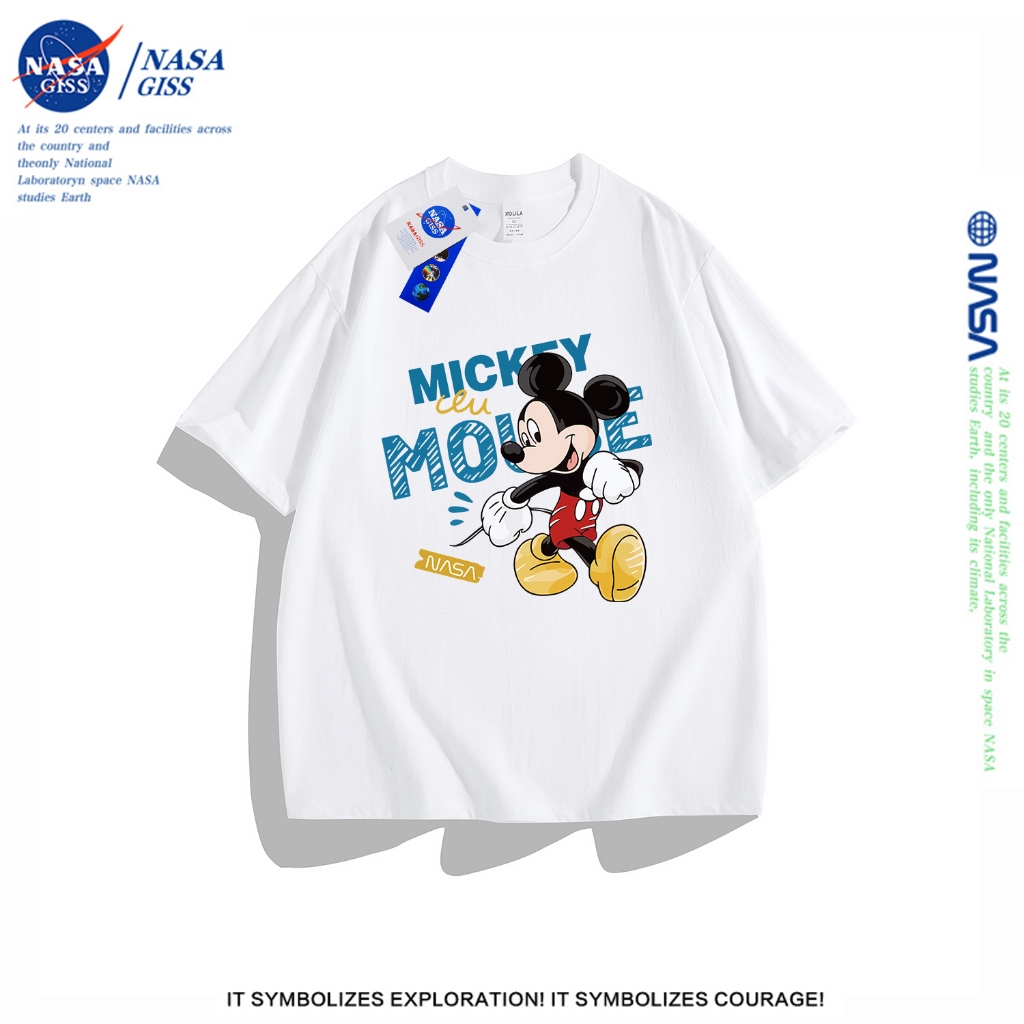 NASA เสื้อยืดคอกลมลายมิกกี้เมาส์ 2025 เสื้อ summer จาก ผ้าฝ้าย 100% ทรงหลวม สไตล