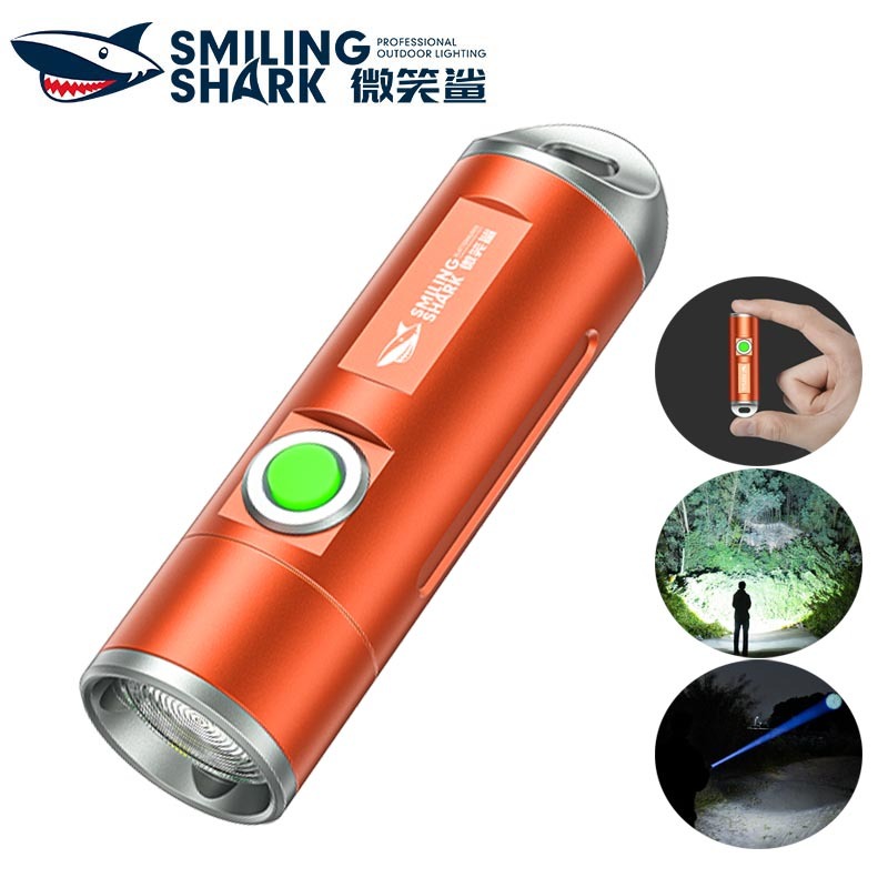 SmilingShark TIP161 ไฟฉาย led มินิ M60 อเนกประสงค์ พวงกุญแจ ไฟคบเพลิง สว่างมาก ซูมได้ 5 รูปแบบ Type-C แบบชาร์จได้ ขนาดกระเป๋า กันน้ำสำหรับการตั้งแคมป์ปีนเขา
