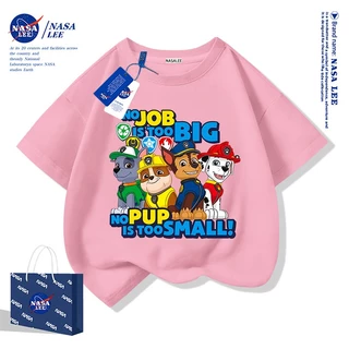 【มีสินค้าในสต็อก】 เสื้อยืดเด็ก NASA ลายเส้นสีน้ำเงิน-ขาว เนื้อผ้าฝ้าย 100% แขนสั้น ทรงหลวม นุ่มสบายผิว สำหรับทั้งเด็กชายและเด็กหญิง