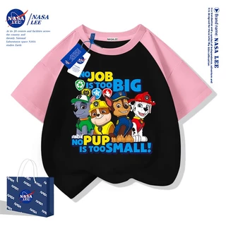 【มีสินค้าในสต็อก】 เสื้อยืดเด็ก NASA ลายเส้นสีน้ำเงิน-ขาว เนื้อผ้าฝ้าย 100% แขนสั้น ทรงหลวม นุ่มสบายผิว สำหรับทั้งเด็กชายและเด็กหญิง