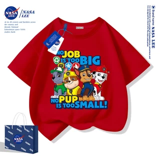 【มีสินค้าในสต็อก】 เสื้อยืดเด็ก NASA ลายเส้นสีน้ำเงิน-ขาว เนื้อผ้าฝ้าย 100% แขนสั้น ทรงหลวม นุ่มสบายผิว สำหรับทั้งเด็กชายและเด็กหญิง