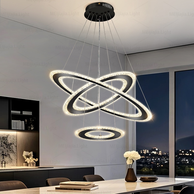 ห้องนั่งเล่นห้องรับประทานอาหารโคมระย้า นํา โมเดิร์นวงกลมบาร์โคมไฟตั้งโต๊ะนอร์ดิกห้องนอนสร้างสรรค์ แสงสว่าง - รูปที่ 2