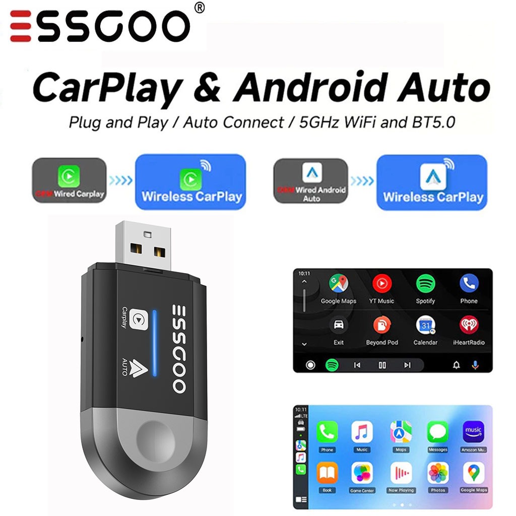ESSGOO PL6 กล่อง CarPlay ไร้สาย เชื่อมต่อเร็ว พร้อมรับประกัน 1 ปี