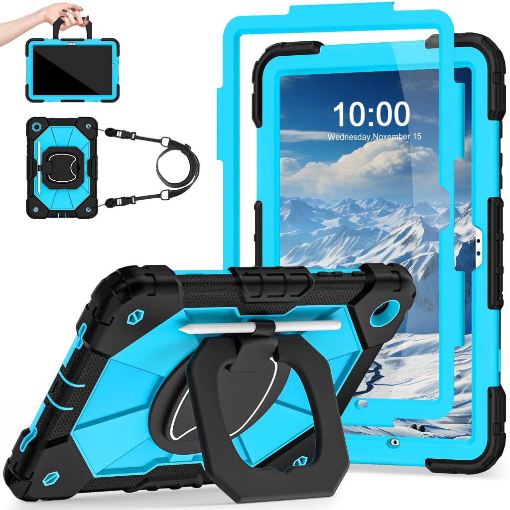 ปลอกหุ้ม NEOMIXX สำหรับแท็บเล็ต Android รุ่น Samsung Galaxy Tab S11, S10 Lite/FE, S9, A11+, A9+ Plus ขนาด 11 นิ้ว (ปี 2022/2023), A9 ขนาด 8.7 นิ้ว (ปี 2023), A7 Lite กันกระแทก พร้อมขาตั้งหมุนได้และที่ใส่ปากกา