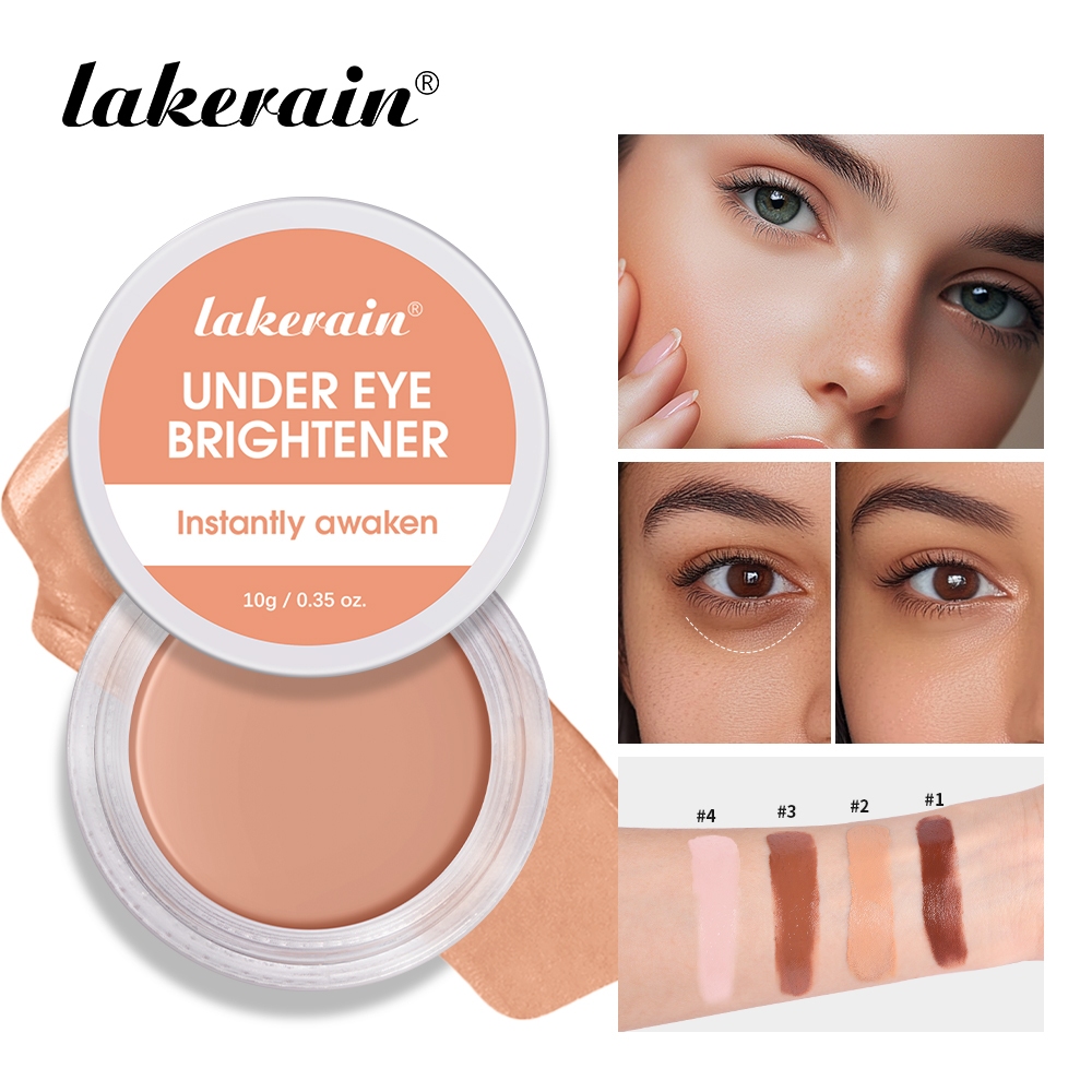 Lakerain 4 Color Eyeปกปิดและรอยคล้ําใต้ตา,Under Eye Brightener,Full Coverage Pink Color Corrector Makeup,Nourishing Waterproof