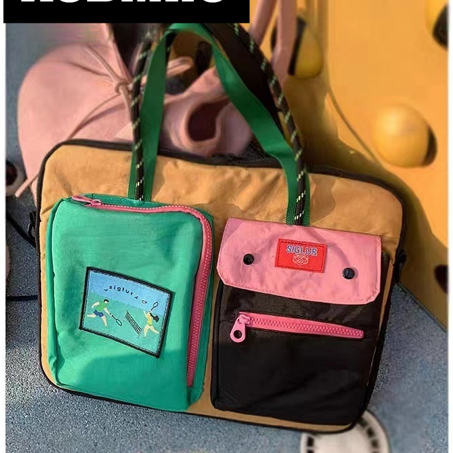 [ลี่] ญี่ปุ่นสีจับคู่สีแบบพกพาขนาดใหญ่-ความจุแบบพกพา คู่-ใช้ คอมพิวเตอร์กระเป๋าสะพาย