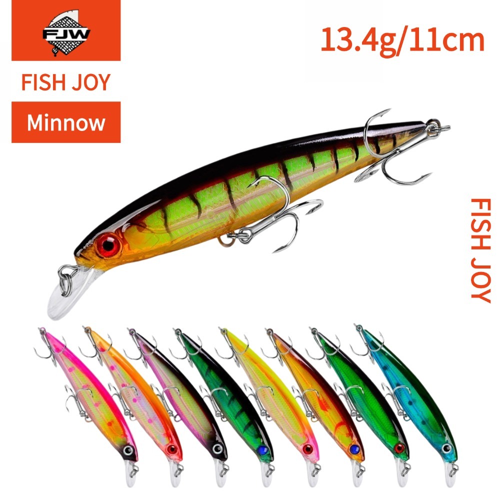 F4 ตกปลา ปลาปลอม เหยื่อเรืองแสง 3D ตาปลา สีสันสดใส ลายพราง ลายสาดสี ปลายแหลม สะพานเหยื่อ